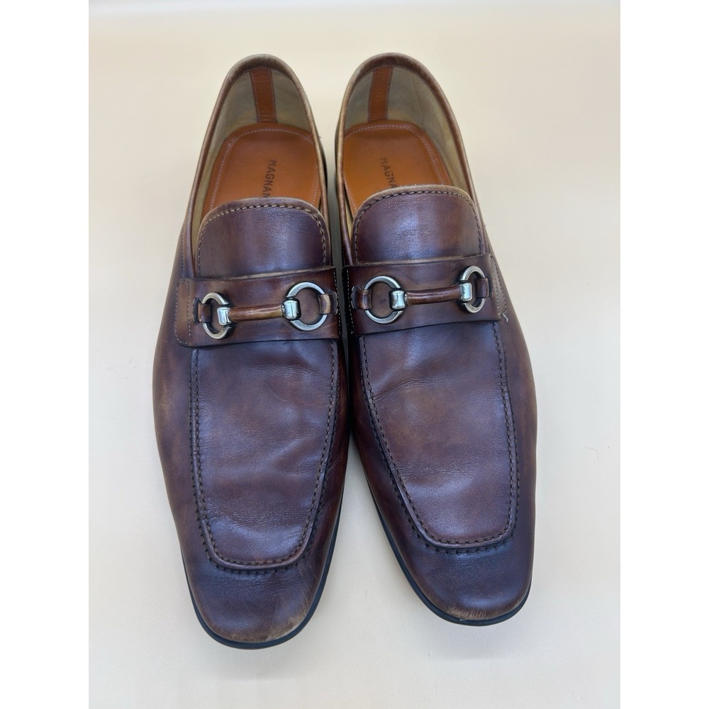 Magnanni Cognac Brown Leather Bit Loafers Men's Size 13 Made in Portugal 17532